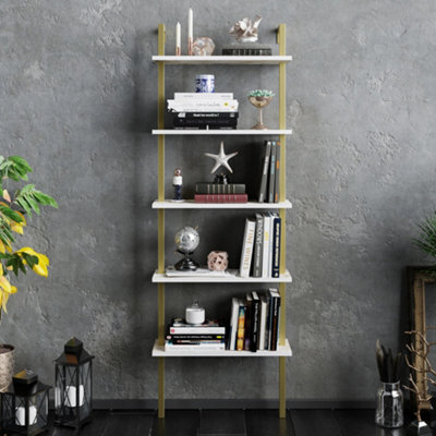 Decorotika Piante Bookcase Shelving Unit White Marble Effect & Gold - image 1