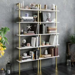 Decorotika Piante Bookcase Shelving Unit White Marble Effect & Gold - thumbnail 4