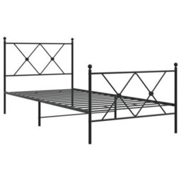 Berkfield Metal Bed Frame Without Mattress With Footboard Black 90X200Cm - thumbnail 3