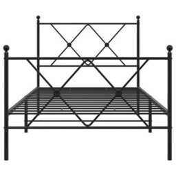 Berkfield Metal Bed Frame Without Mattress With Footboard Black 90X200Cm - thumbnail 4