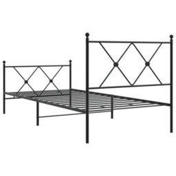 Berkfield Metal Bed Frame Without Mattress With Footboard Black 90X200Cm - thumbnail 6