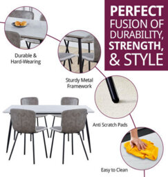 Hallowood Furniture Cullompton Large Rectangular Dining Table (1.6M) With 4 Taupe Leather Effect Chairs - thumbnail 2