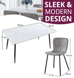 Hallowood Furniture Cullompton Large Rectangular Dining Table (1.6M) With 4 Taupe Leather Effect Chairs - thumbnail 3