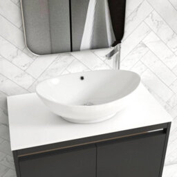 Royal Bathrooms Orion 800mm Matt Obsidian Black Wall Hung Plain White Countertop Vanity Unit 2 Drawer With Amaze Basin & Chrome Accent Trim - thumbnail 5