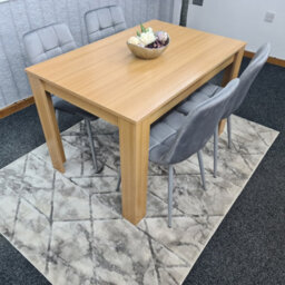 Kosy Koala Modern Oak Effect Dining Table Set With 4 Black Velvet Chairs Dining Room Furniture - thumbnail 3