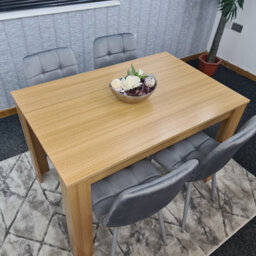 Kosy Koala Modern Oak Effect Dining Table Set With 4 Black Velvet Chairs Dining Room Furniture - thumbnail 4