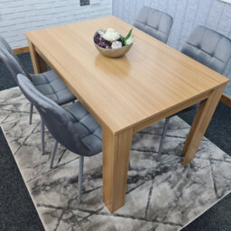 Kosy Koala Modern Oak Effect Dining Table Set With 4 Black Velvet Chairs Dining Room Furniture - thumbnail 5
