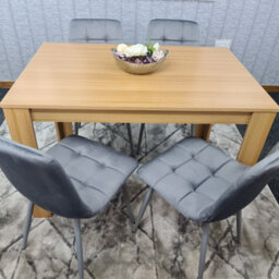 Kosy Koala Modern Oak Effect Dining Table Set With 4 Black Velvet Chairs Dining Room Furniture - thumbnail 7