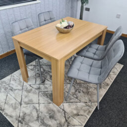 Kosy Koala Modern Oak Effect Dining Table Set With 4 Black Velvet Chairs Dining Room Furniture - thumbnail 8