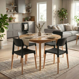 Urbn-Living Urbnliving Set Of 4 Scandinavian Dining Chairs Beech Wood Legs Modern Plastic Seat - Black - thumbnail 5