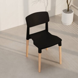 Urbn-Living Urbnliving Set Of 4 Scandinavian Dining Chairs Beech Wood Legs Modern Plastic Seat - Black - thumbnail 6