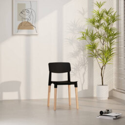 Urbn-Living Urbnliving Set Of 4 Scandinavian Dining Chairs Beech Wood Legs Modern Plastic Seat - Black - thumbnail 7