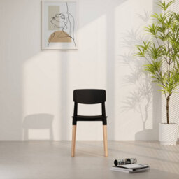 Urbn-Living Urbnliving Set Of 4 Scandinavian Dining Chairs Beech Wood Legs Modern Plastic Seat - Black - thumbnail 8
