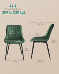Songmics Dining Chairs Set Of 2, Upholstered Kitchen Chairs, Max. Load 120 Kg - thumbnail 6
