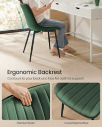 Songmics Dining Chairs Set Of 2, Upholstered Kitchen Chairs, Max. Load 120 Kg - thumbnail 5