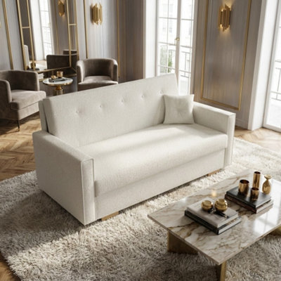 Viva Sonic Iii Sofa Bed For Living Room With Storage Chipboard Frame Polyurethane Foam 153X100X85Cm Cream - image 1