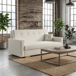 Viva Sonic Iii Sofa Bed For Living Room With Storage Chipboard Frame Polyurethane Foam 153X100X85Cm Cream - thumbnail 3