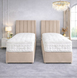 Comfy Deluxe 6Ft Superking Zip Link 6X3 Length Coffee Plush Divan Bed Full Set 2 Drawers Same Side - thumbnail 2