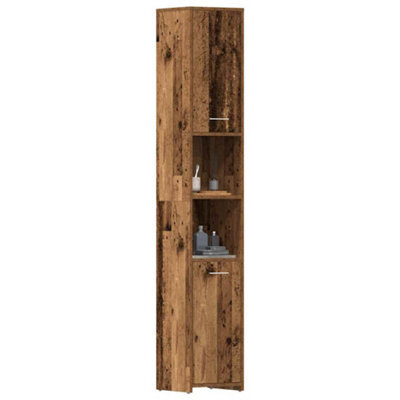 Berkfield Bathroom Cabinet Old Wood 30X30X183.5 Cm Engineered Wood - image 1