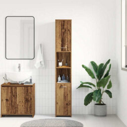 Berkfield Bathroom Cabinet Old Wood 30X30X183.5 Cm Engineered Wood - thumbnail 4