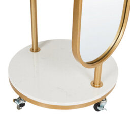 Wyld And Coco Gilded Home Gold Coat Stand With Marble Base And Full-Length Mirror, Large Modern Freestanding Hallway Rack - thumbnail 7