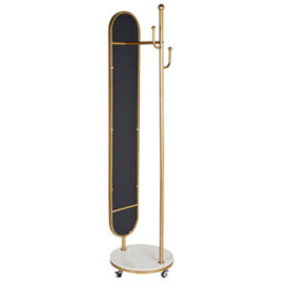 Wyld And Coco Gilded Home Gold Coat Stand With Marble Base And Full-Length Mirror, Large Modern Freestanding Hallway Rack - thumbnail 5