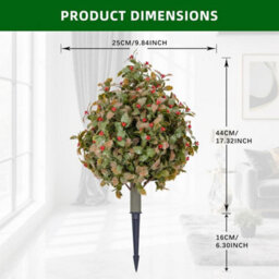 2 Pack  Artificial Topiary Trees Bushes Resistant Metal Ground Spike - thumbnail 2