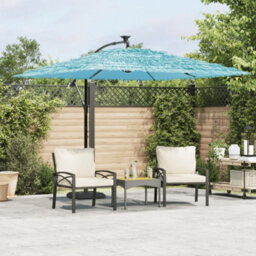 Berkfield Garden Parasol With Steel Pole Blue 269X269X235 Cm - thumbnail 1