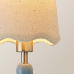 Valuelights Bobbin Pair Of Powder Blue Wall Lights With Scallop Shade And Bulbs - thumbnail 5