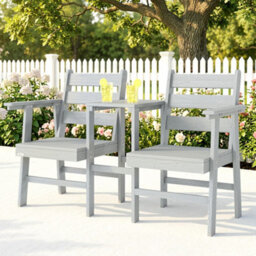 Outsunny Garden Loveseat, Embossed Wood Jack And Jill Garden Seat, Grey - thumbnail 9