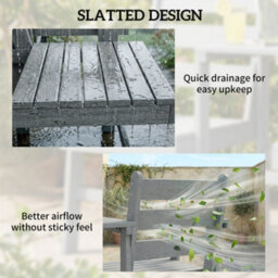 Outsunny Garden Loveseat, Embossed Wood Jack And Jill Garden Seat, Grey - thumbnail 7