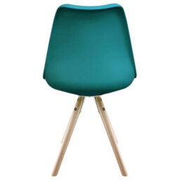 Fusion Living Soho Teal Plastic Dining Chair With Pyramid Light Wood Legs - thumbnail 4