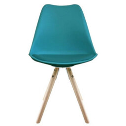 Fusion Living Soho Teal Plastic Dining Chair With Pyramid Light Wood Legs - thumbnail 7