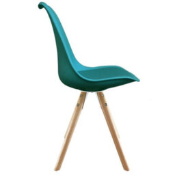 Fusion Living Soho Teal Plastic Dining Chair With Pyramid Light Wood Legs - thumbnail 6