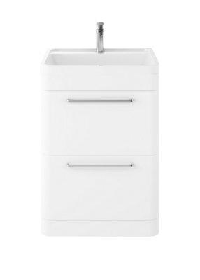 Hudson Reed Solar Floor Standing 2-Drawer Vanity Unit, Elegant Vanity Unit In Bathroom With Soft Close Drawers, Pure White - image 1