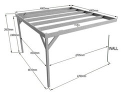 Arbor Garden Solutions Wall-Mounted Wooden Box Pergola, Complete Diy Kit, 4.8M X 4.8M (Rustic Brown Finish) - thumbnail 2