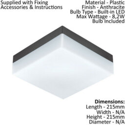 Dual Pack Of Ip44 Outdoor Wall Lights In Anthracite - 8.2W Led Porch Lanterns - thumbnail 2