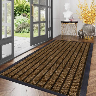 Ameha Pvc Rubber Mat, Non Slip Water Absorbent Dirt Trapper Indoor Outdoor Large Runner And Kitchen Mat, Brown 80X150Cm - image 1