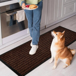 Ameha Pvc Rubber Mat, Non Slip Water Absorbent Dirt Trapper Indoor Outdoor Large Runner And Kitchen Mat, Brown 80X150Cm - thumbnail 5