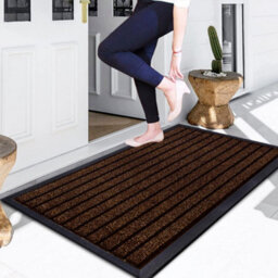 Ameha Pvc Rubber Mat, Non Slip Water Absorbent Dirt Trapper Indoor Outdoor Large Runner And Kitchen Mat, Brown 80X150Cm - thumbnail 6