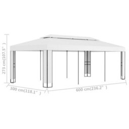 Berkfield Durable Gazebo With Double Roof 3X6 M White - thumbnail 6