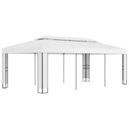 Berkfield Durable Gazebo With Double Roof 3X6 M White - thumbnail 2