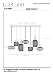 Lucide Maloto 7 Light Bar Ceiling Pendant Amber - thumbnail 7