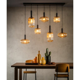 Lucide Maloto 7 Light Bar Ceiling Pendant Amber - thumbnail 4