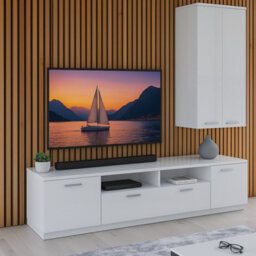 Impact Furniture Wall Cabinet Unit White Gloss Storage Modern Bedroom Living Room Cupboard Sol - thumbnail 9