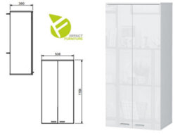 Impact Furniture Wall Cabinet Unit White Gloss Storage Modern Bedroom Living Room Cupboard Sol - thumbnail 7