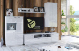 Impact Furniture Wall Cabinet Unit White Gloss Storage Modern Bedroom Living Room Cupboard Sol - thumbnail 2
