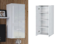 Impact Furniture Wall Cabinet Unit White Gloss Storage Modern Bedroom Living Room Cupboard Sol