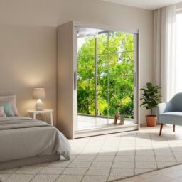 Westa Xi 150 Elegant Mirrored Sliding Cashmere Wardrobe For Contemporary Interiors With Rgb Led Colorful - thumbnail 1