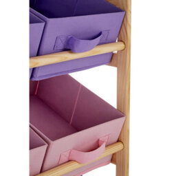 Orsina 9 Canvas Tubs Kids Storage Unit, Natural Wooden Storage Unit, Colorful Pink And Purple Toys Organiser - thumbnail 4